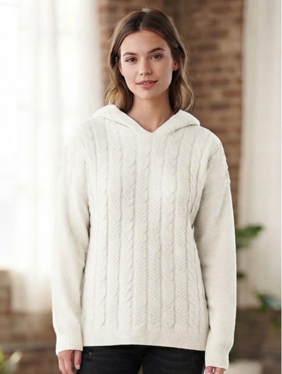 Solid Color Knitted Hooded Sweater 